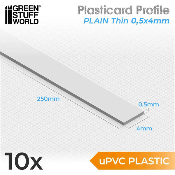 Green Stuff World uPVC Plasticard - Thin 0.50mm x 4mm 10836
