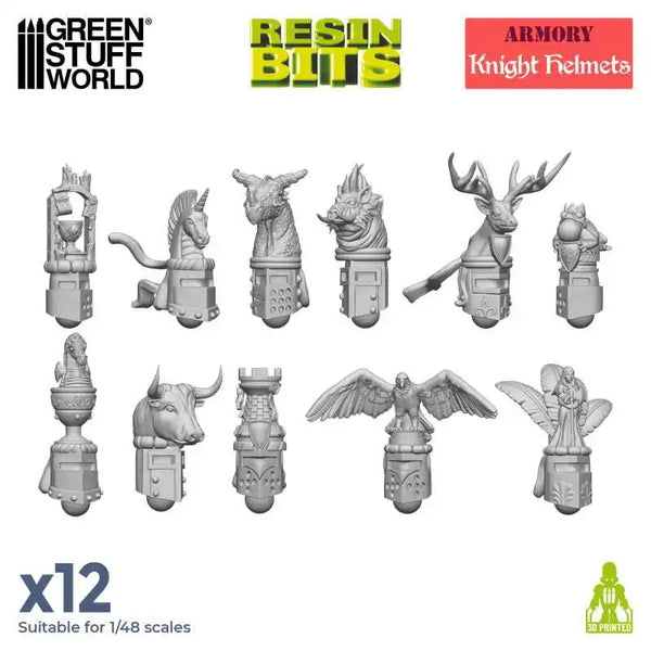 3D printed set - Old World Knight Helmets12x 12788