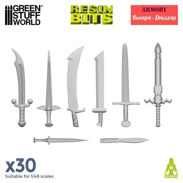 3D printed set - Swords & Daggers 30x 12791