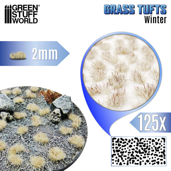 Green Stuff World Static Grass Tufts 2 mm - Winter White 12950