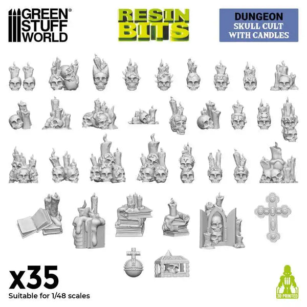 3D printed set - Skull Cult with candles 1:48 13299