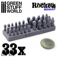 33x Resin Rockets and Missiles - Rakketten en Missiles 1693a
