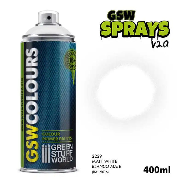GSW SPRAY Primer Colour Matt White Spray Paint 400ml 2229