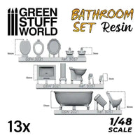 13x Resin Set Toilet and WC - Badkamer set 3057