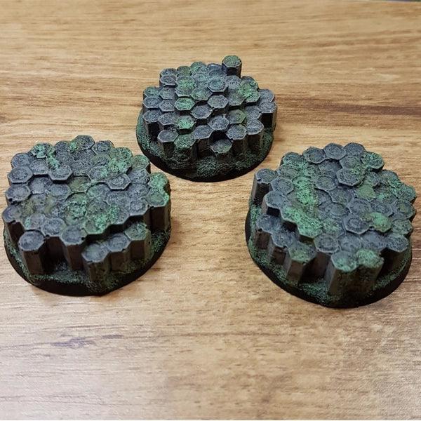 Basalt Rock 40mm Round Bases 3 stuks