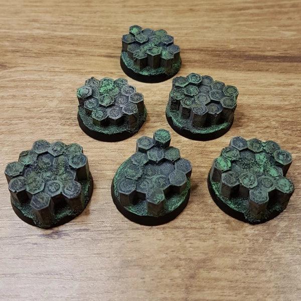 Basalt Rock 25mm Round Bases 6 stuks