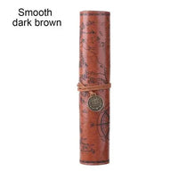 Penseelhouder Etui Leer Retro Schatkaart Dark Brown